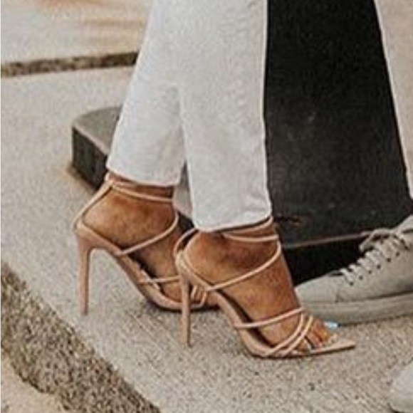 Size 8.5 Light Nude Strappy Pointed Toe stiletto heels - Picture 4 of 4